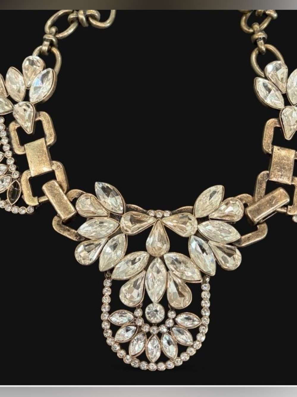 J. Crew Gold-Tone Clear Crystal Floral Statement Necklace